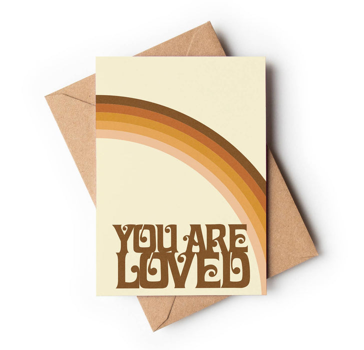 You Are Loved retro rainbow greeting card by Travel and Tide, printed in Australia on recycled paper
