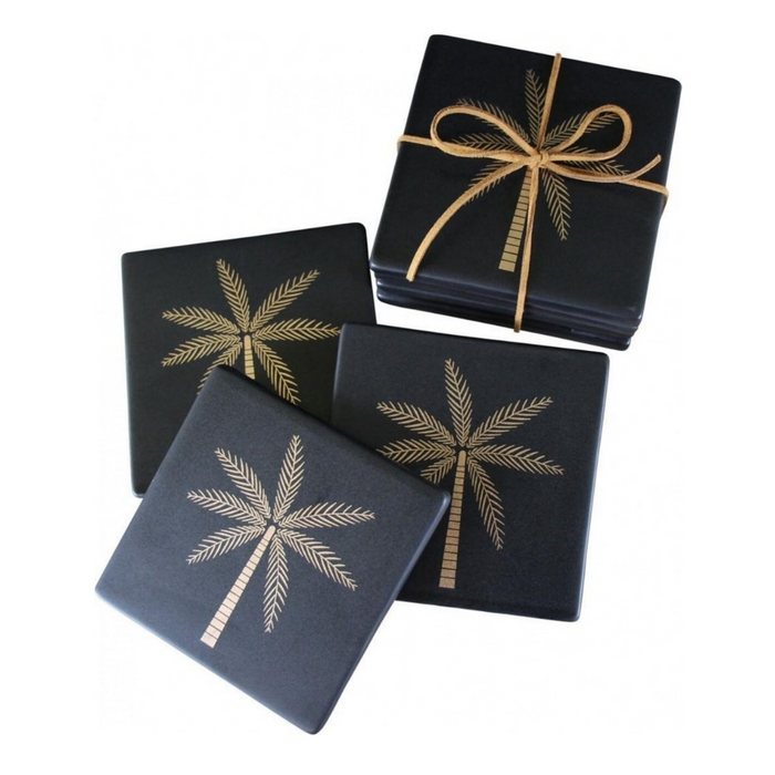 Golden Palm Coasters - Black