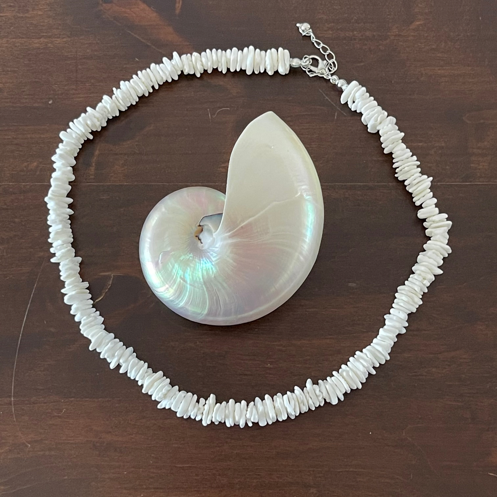 Thin puka shell deals necklace