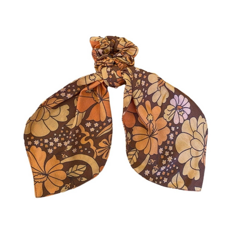Betty Jean Vintage Floral Tie Scrunchie - boho coastal hair accessory
