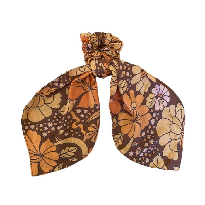 Betty Jean Vintage Floral Tie Scrunchie - boho coastal hair accessory